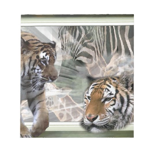 Tijgers, Zebra, Giraffe, primitief Oerwoud Notitieblok (Voorkant)