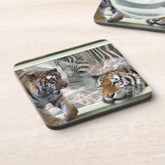 Tijgers, Zebra, Giraffe, primitief Oerwoud Onderzetter (Linkerzijde)