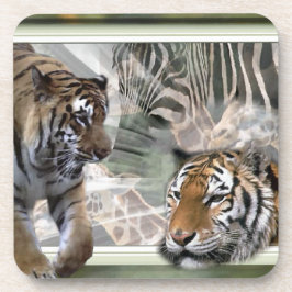 Tijgers, Zebra, Giraffe, primitief Oerwoud Onderzetter