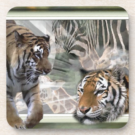 Tijgers, Zebra, Giraffe, primitief Oerwoud Onderzetter (Voorkant)
