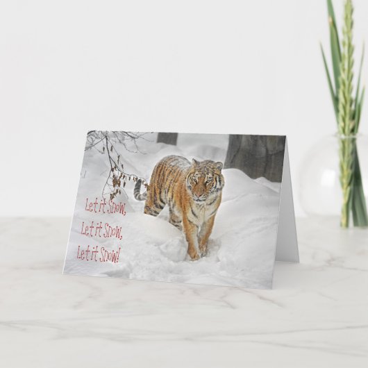 Tijgersneeuwpad Feestdagen Kaart (Voorkant)