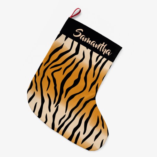 Tijgerstapes Pattern Grote kerststop Grote Kerstsok (Voorkant (Hangend))