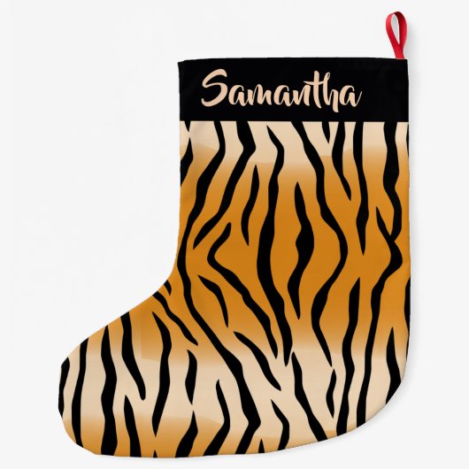 Tijgerstapes Pattern Grote kerststop Grote Kerstsok (Achterkant)