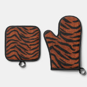 Tijgerstreep Wild Patroon Ovenwant & Pannenlap Set (Voorkant)