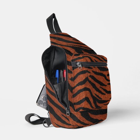 Tijgerstreep Wild Patroon Sling Bag (Open)