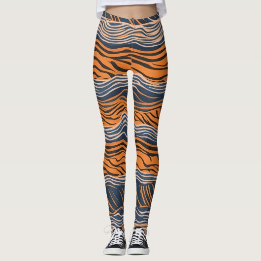Tijgerstrepen door de huid geïnspireerd ontwerp leggings (Voorkant)