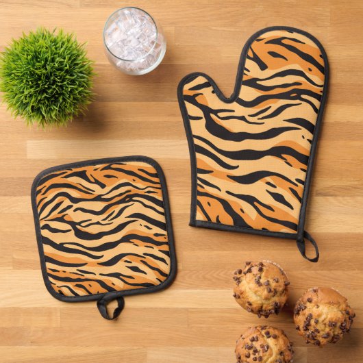 Tijgerstrepen Ovenwant & Pannenlap Set (Top down)