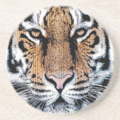 Tijgerstrepen Portret in Grafische Persstijl Zandsteen Onderzetter (Voorkant)