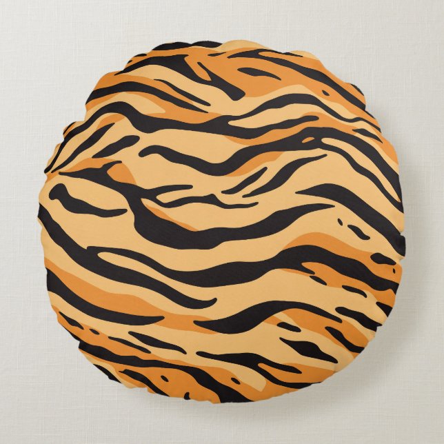 Tijgerstrepen Rond Kussen (Voorkant)