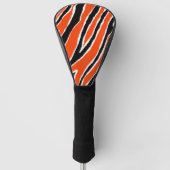 Tijgerstrepen Sinaasappel Wit Zwart Patroon Golfheadcover (Voorkant)