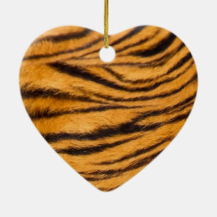 Tijgerstrepen Vacht Zwart en Oranje Personaliseer  Keramisch Ornament