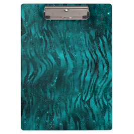 Tijgerstrepenpatroon met glanzende teal ombre glit klembord