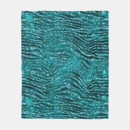 Tijgerstrepenpatroon met glanzende turkoois ombre  fleece deken