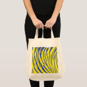 Tijgerstrepes Geel Blauw Tote Bag (Voorkant (product))