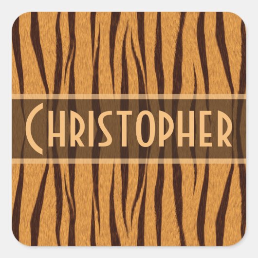 tijgerstripes Skin Pattern personaliseren Vierkante Sticker (Voorkant)