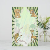 Tijgerstrips Oerwoud Baby shower Briefpapier (Staand voorkant)