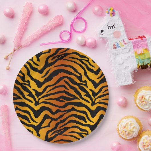 Tijgerstrips Papieren Bordje (Feest)