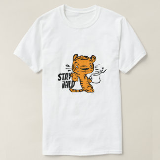 Tijgerstriptekening met koffieliefhebber t-shirt