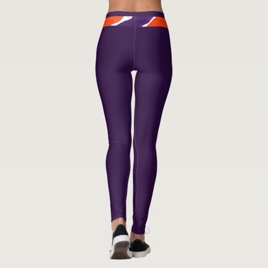 Tijgerstrook- Paarse Oranje Football ontwerp Leggings (Achterkant)