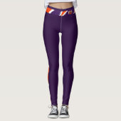 Tijgerstrook- Paarse Oranje Football ontwerp Leggings (Voorkant)