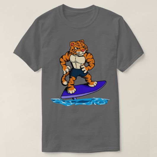 Tijgersurfer op hydrofoelplaat t-shirt (Design voorkant)