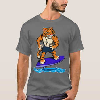 Tijgersurfer op hydrofoelplaat t-shirt