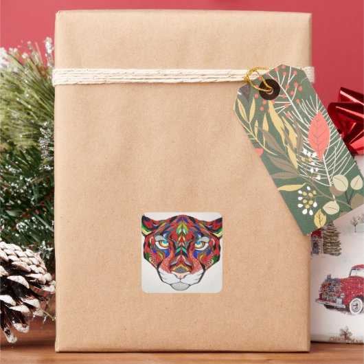 Tijgertikkers Vierkante Sticker (Feestdagen)