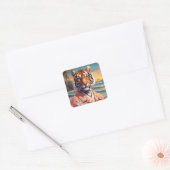 Tijgervakantie Vierkante Sticker (Envelop)