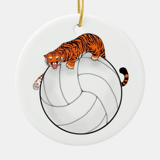 Tijgervolleyball keramische kerstversiering keramisch ornament (Voorkant)