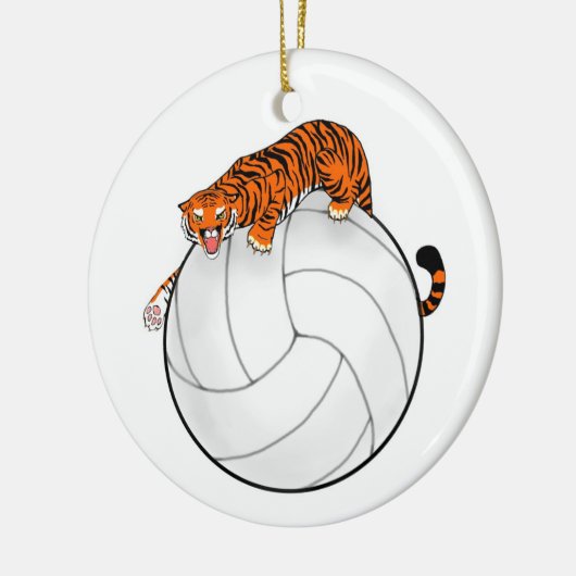 Tijgervolleyball keramische kerstversiering keramisch ornament (Links)