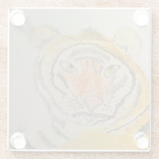 TijgerWaterverf Glazen Onderzetter (Achterkant)