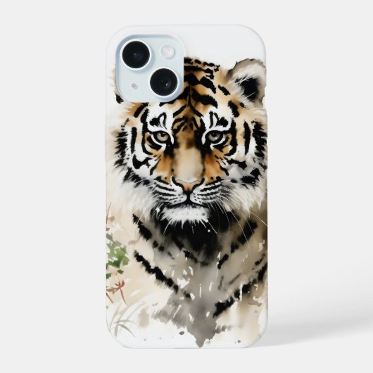 Tijgerwelp Inkt Schildering iPhone 15 Case (Achterkant)