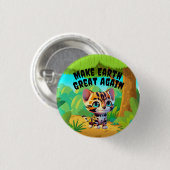 Tijgerwelp, maak de aarde weer geweldig, milieu ronde button 3,2 cm (Voorkant /achterkant)