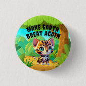 Tijgerwelp, maak de aarde weer geweldig, milieu ronde button 3,2 cm (Voorkant)