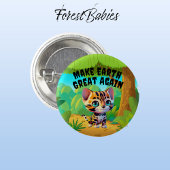 Tijgerwelp, maak de aarde weer geweldig, milieu ronde button 3,2 cm