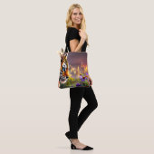 Tijgerwelp, paarse bloemen tote bag (Op model)