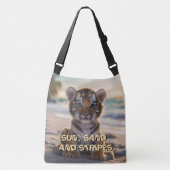Tijgerwelp "ZON, ZAND EN STREPEN" Strand Crossbody Tas (Voorkant)