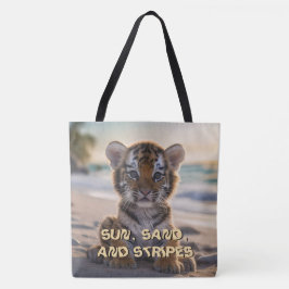 Tijgerwelp "ZON, ZAND, EN STREPEN" Strandtas Tote Bag