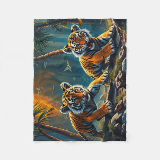 Tijgerwelpen in magisch Oerwoud Fleece Deken (Voorkant)