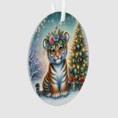 Tijgerwelpje met Hulst Kroon Ornament (voorkant)