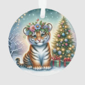 Tijgerwelpje met Hulst Kroon Ornament (achterkant)
