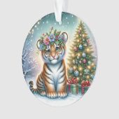 Tijgerwelpje met Hulst Kroon Ornament (voorkant)