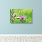 Tijgerzwaluwstaart- & dikkopvlinders op distel canvas afdruk (Insitu (Houten vloer))