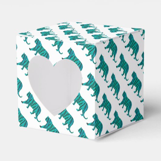 Tijgerzwart en Blauwgroen Silhouettes Bedankdoosjes (Voorkant Zijde)