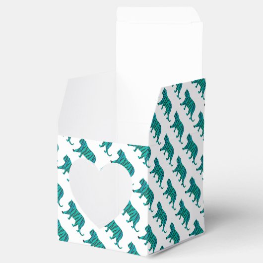 Tijgerzwart en Blauwgroen Silhouettes Bedankdoosjes (Geopend)