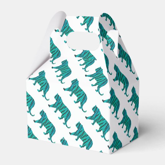 Tijgerzwart en Blauwgroen Silhouettes Bedankdoosjes (Achterkant)