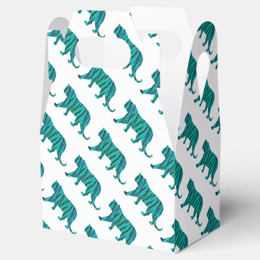 Tijgerzwart en Blauwgroen Silhouettes Bedankdoosjes (Geopend)