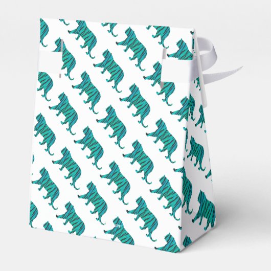 Tijgerzwart en Blauwgroen Silhouettes Bedankdoosjes (Achterkant)