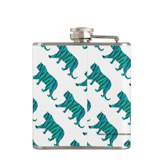 Tijgerzwart en Blauwgroen Silhouettes Heupfles (Achterkant)