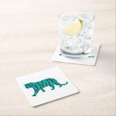 Tijgerzwart en Blauwgroen Silhouettes Kartonnen Onderzetters (Insitu)